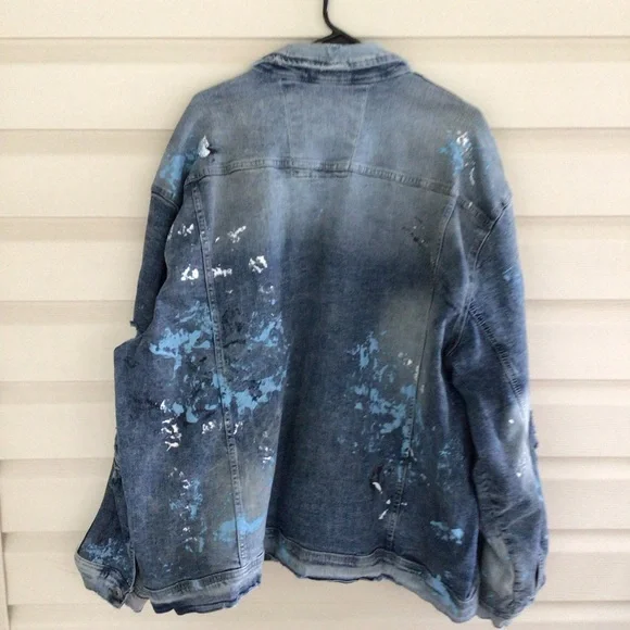 JORDAN CRAIG DISTRESSED DENIM JACKET SZ 5 XL - Picture 6 of 6